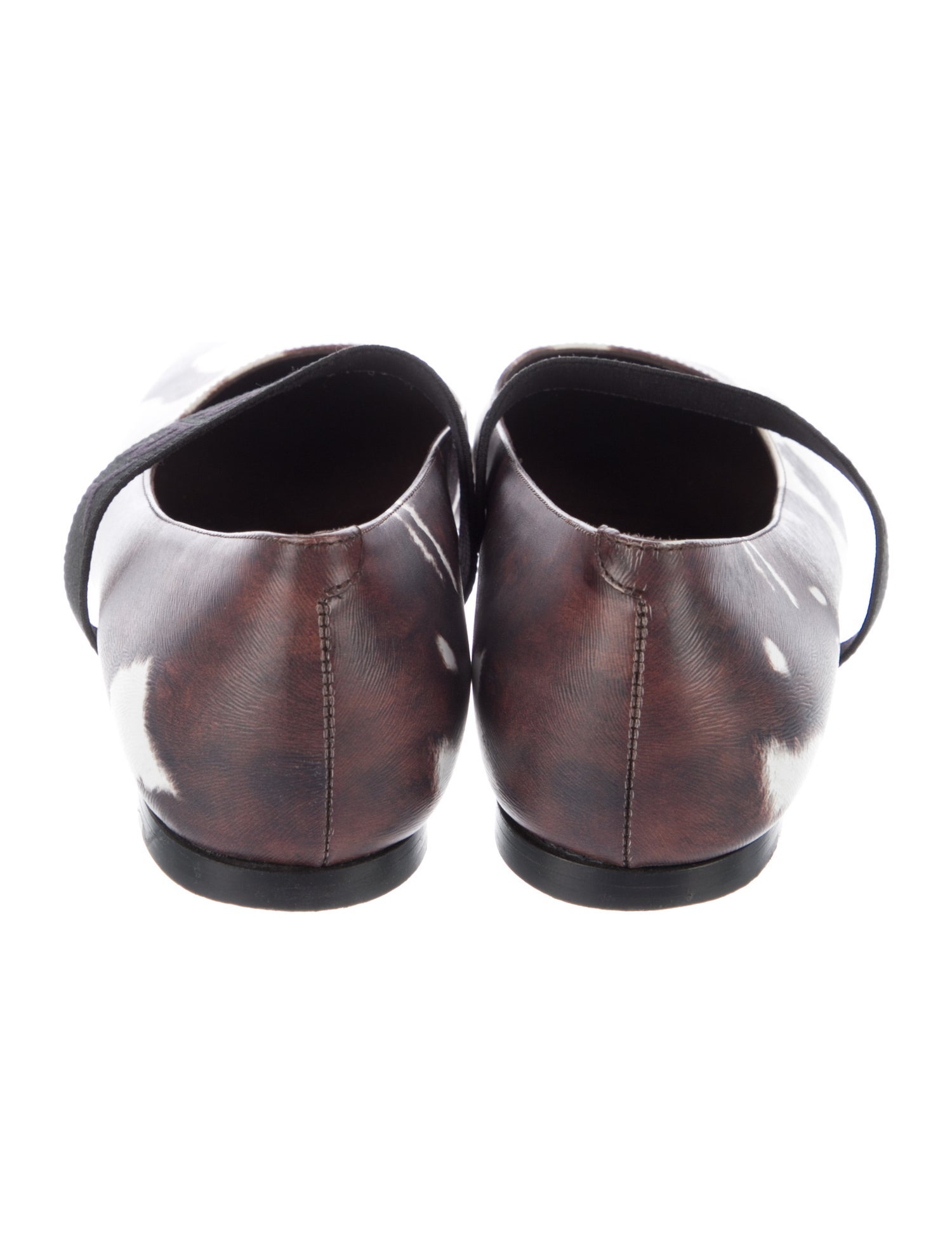 Burberry Leather Animal Print Mary Jane Flats